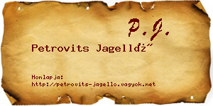 Petrovits Jagelló névjegykártya
